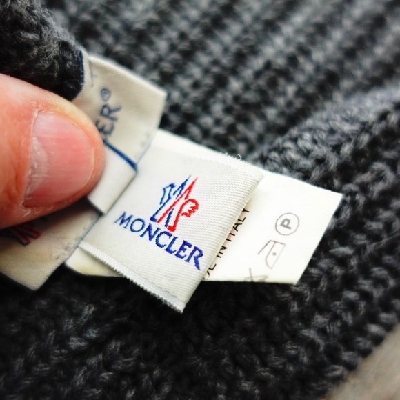 Moncler Wool Mittens Gloves Mens MEDIUM Grey Stripe Authentic Retro Vintage - Picture 5 of 9